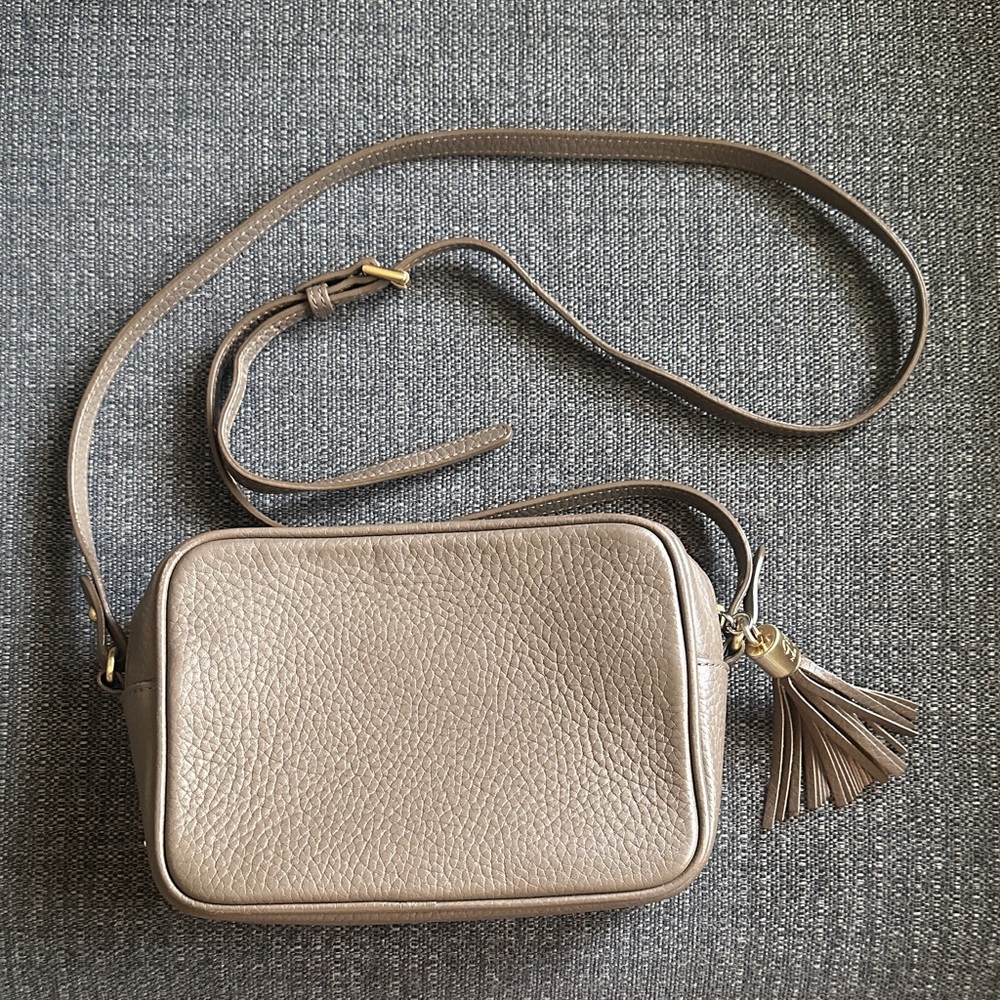 GiGi New York Taupe Crossbody Camera Bag with Tassel